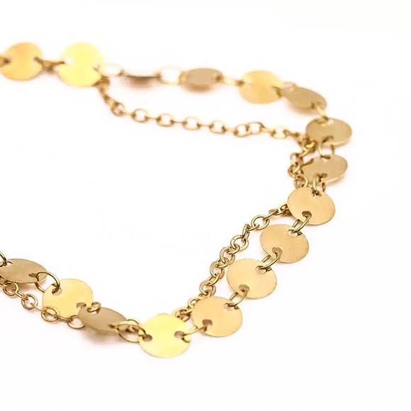 ⚜️[𝟯/$𝟭𝟴]⚜️2 Layered Gold Coin Chain Anklet NEW - Picture 4 of 7
